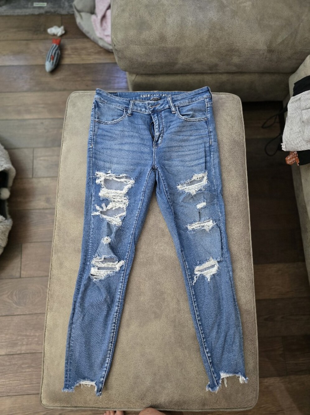 American Eagle Outfitters Light Blue Ripped Skinny Jeans